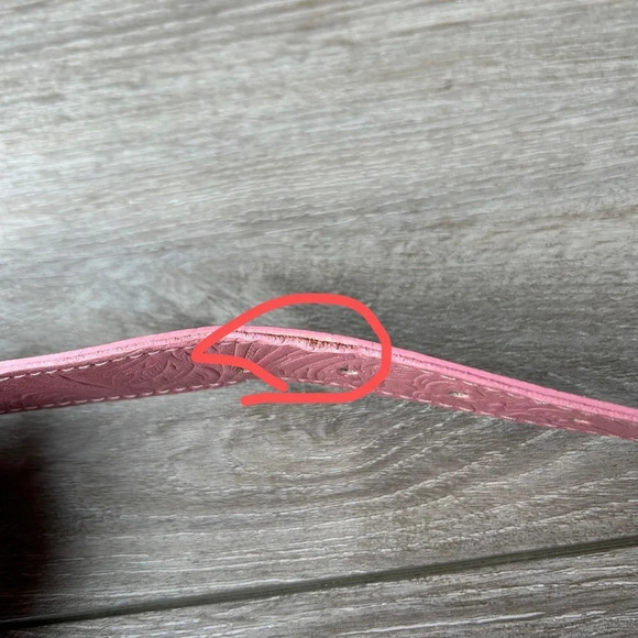 Willow Ridge Pink Suede Embossed Genuine Leather Belt - Picture 16 of 16
